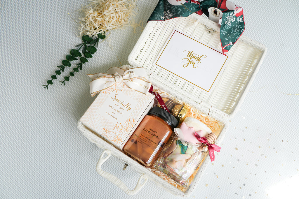 Elegant White Wicker Gift Basket